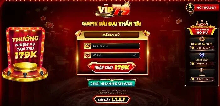 Đăng ký tài khoản Vip79