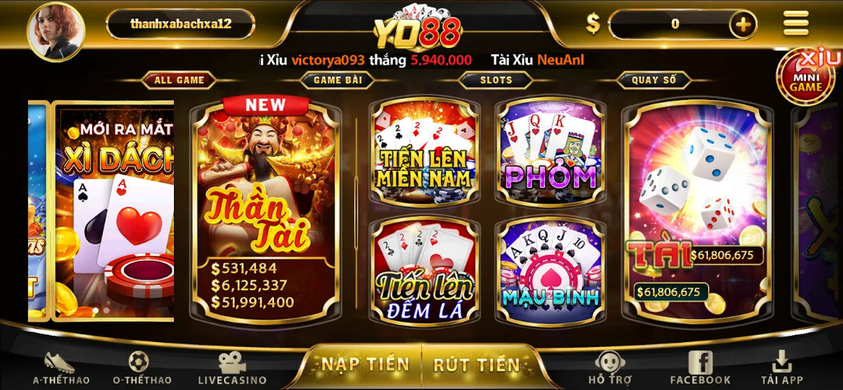 Kho game đa dạng tại Yo88