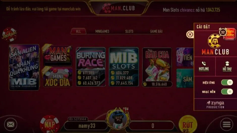 Slots game quay hũ đổi thưởng tại Man Club